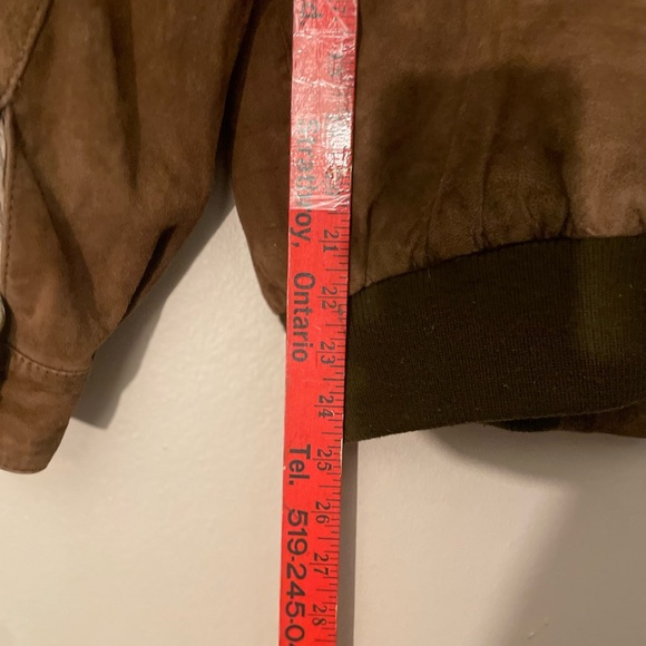 Vintage Button Up Brown Suede Collared Jacket w Flap Pockets - Picture 16 of 16